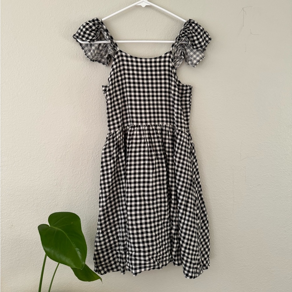 Classic Black and White Gingham Kids Dress